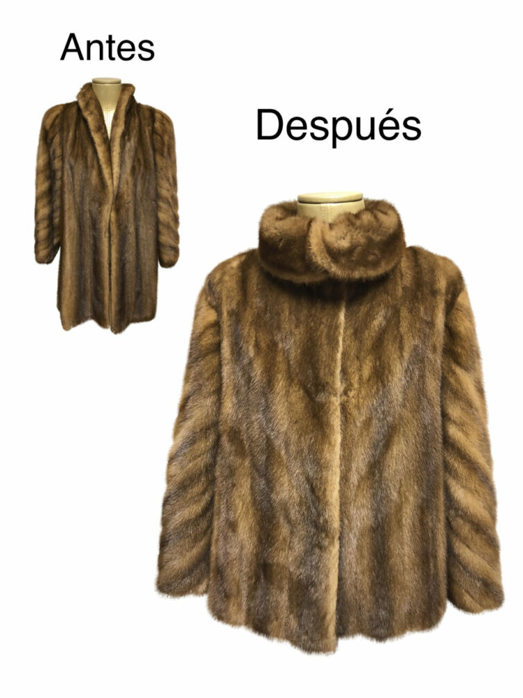 Abrigo de visón con las mangas en horizontal transformado en chaquetón mas actual